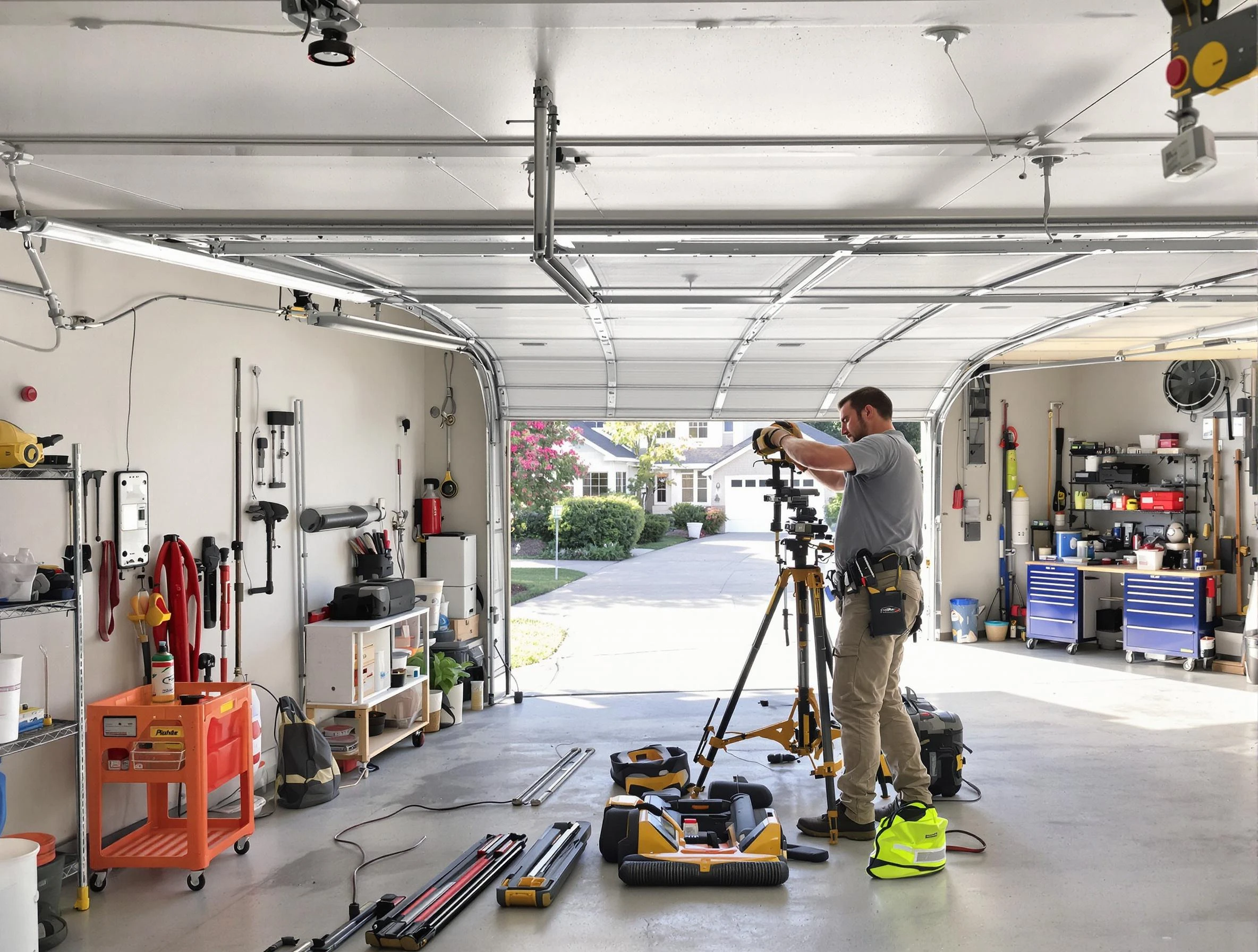 Gold Canyon Garage Door Repair specialist performing laser-guided track alignment in Gold Canyon